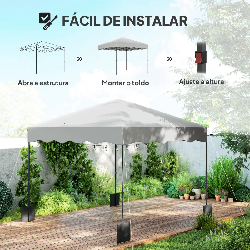 Outsunny Tenda Dobrável Pop UP Tenda 3x3 m Tenda para Eventos com Proteção UV50+ Altura Ajustável e Bolsa de Transporte Branco