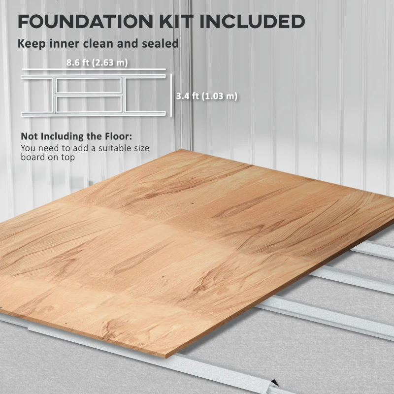 Outsunny Metal Tool Shed with Sliding Doors and Ventilation Windows, 277 x 195 x 192 cm, Light Gray