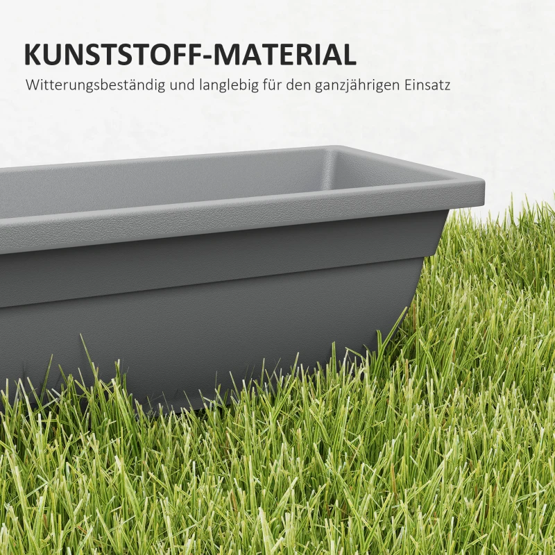 Outsunny 5er-Set Blumentöpfe, Pflanzengefäße aus Kunststoff für Terrasse, Garten, Balkon, 59 x 21 x 16 cm, Grau