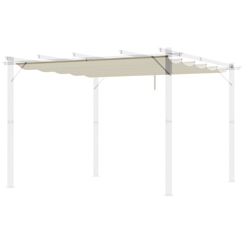 Outsunny Retractable Pergola Shade Cover, Replacement Canopy Fabric for 3 x 3 (m) Pergola, Gazebo Retractable Roof, Cream White