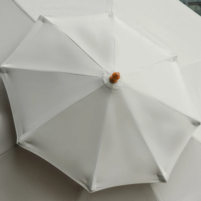 Outsunny 2.7m Elegant Wooden Frame Parasol Umbrella - Grey