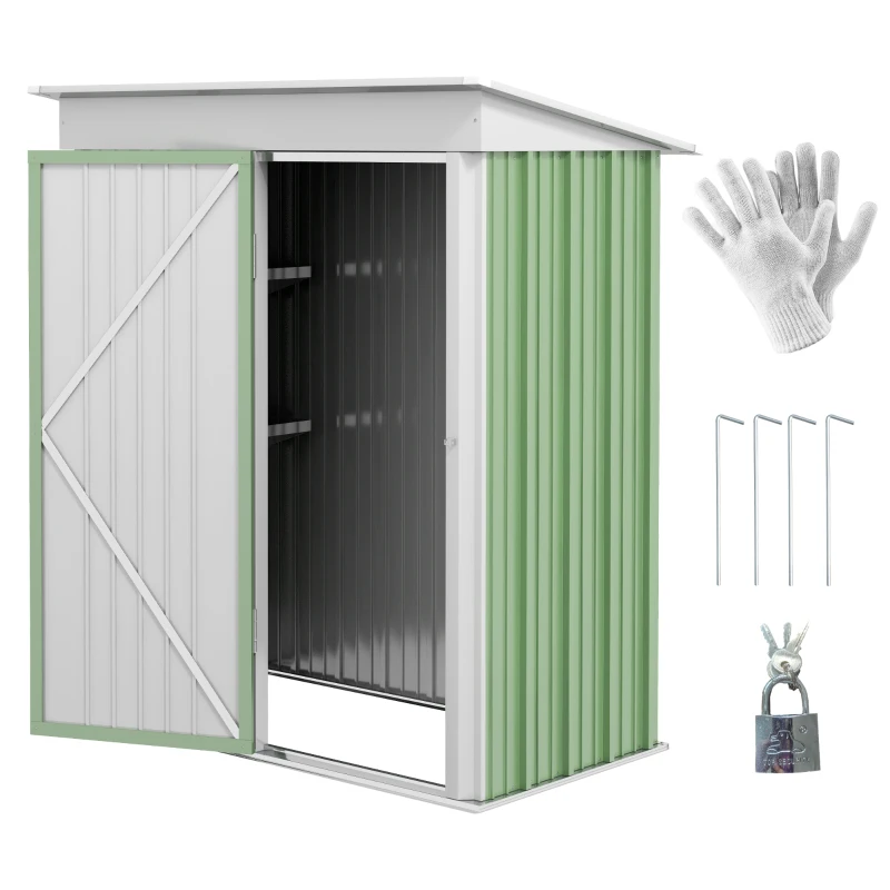 Magazie Gradina Otel Verde 161x95x163/181 cm cu Usa Blocabila(m-10)