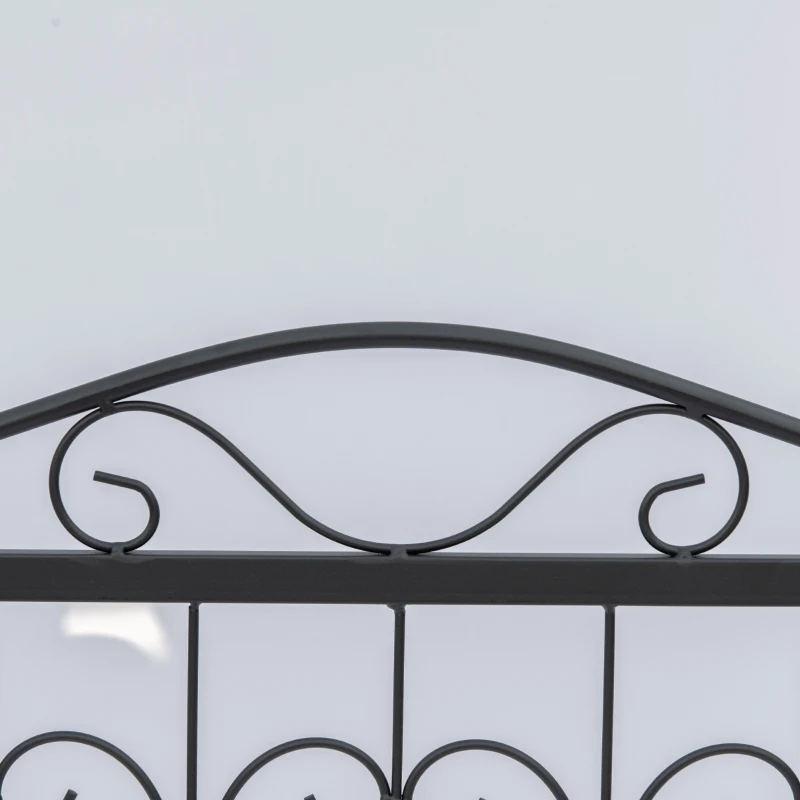 Outsunny Decorative Garden Fencing, 4PCs Outdoor Picket Fence Panels, Rustproof Metal Wire Landscape Flower Bed Border Edging Animal Barrier, Black