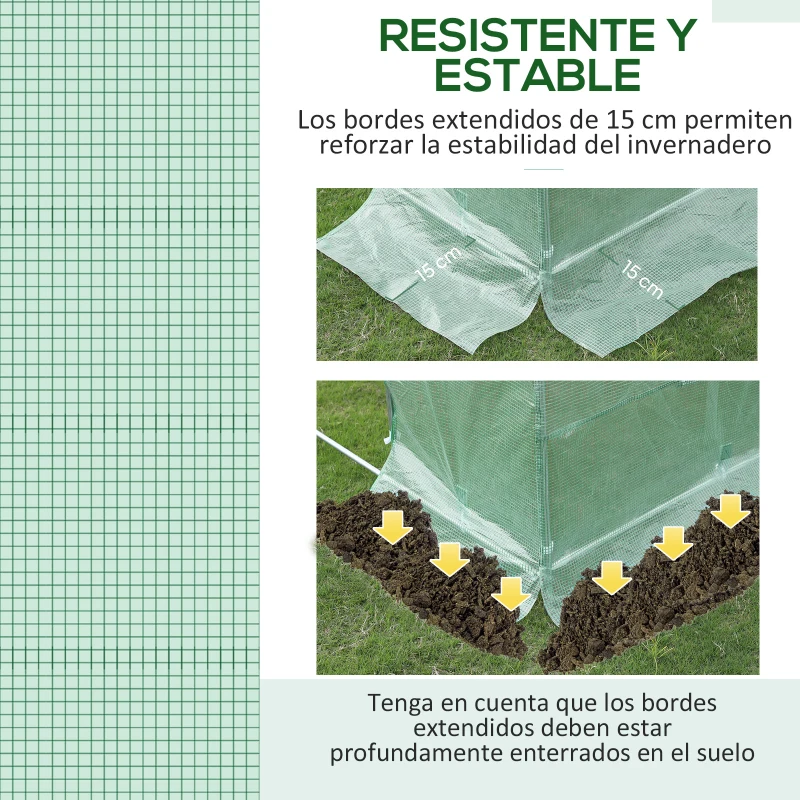 Outsunny Plásticos para Invernaderos 3x2x2 m Cubierta de Repuesto para Invernadero de Polietileno con 6 Ventanas y Puerta Enrollable Protección de Plantas para Jardín Verde