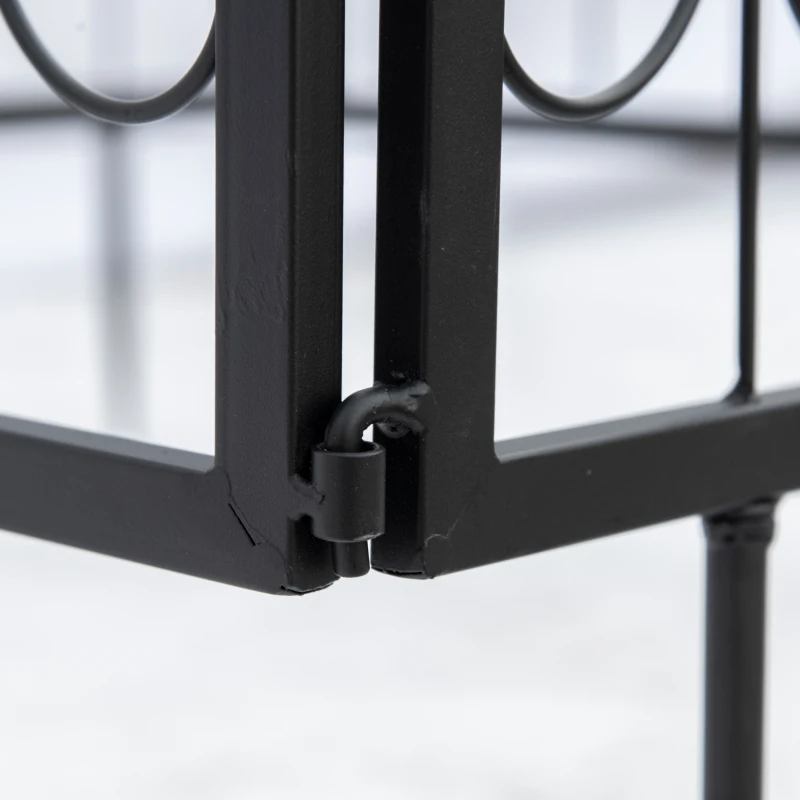 Outsunny Decorative Garden Fencing, 4PCs Outdoor Picket Fence Panels, Rustproof Metal Wire Landscape Flower Bed Border Edging Animal Barrier, Black