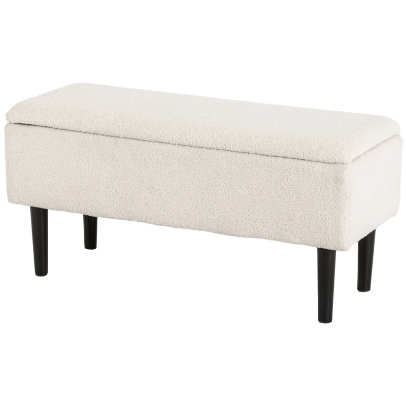 HOMCOM Vintage design zitbank, schoenenbank, verborgen opbergruimte, kasjmier-look, beige + zwart(m-10)