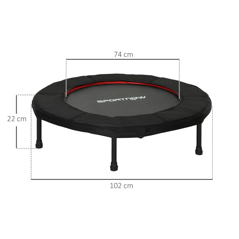 SPORTNOW Trampolim Fitness Ø102 cm Trampolim Fitness Dobrável com Estrutura de Aço Antiderrapante Ø102x22 cm Vermelho