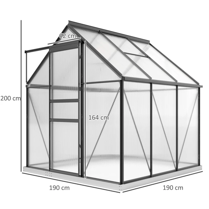 Outsunny 190 x 190cm Walk-In Polycarbonate Greenhouse