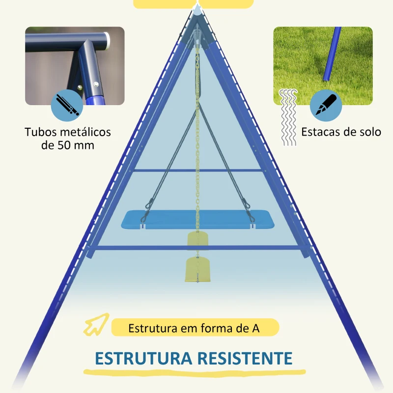 AIYAPLAY Conjunto de Baloiços para Crianças com 2 Baloiços Simples e 1 Baloiço Plataforma 365x180x184 cm Multicor