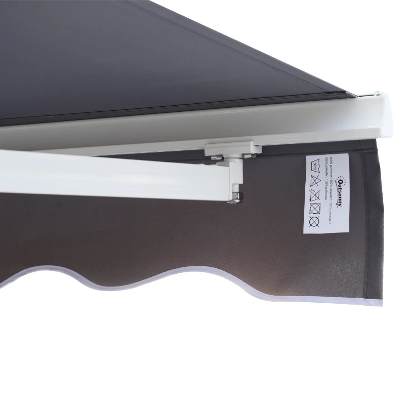 Outsunny 3 x 2.5m Manual Awning Canopy Sun Shade Shelter Retractable for Garden Grey