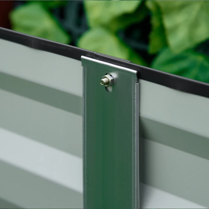Outsunny Metal Raised Garden Bed Planter Box Outdoor Planters for Growing Flowers, Herbs, Grey, 241x90.5x30cm