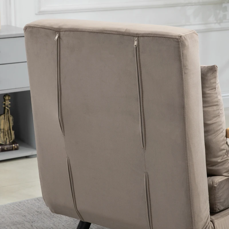HOMCOM Sleeper Chair, Guest Bed, Adjustable Backrest, up to 120 kg, Steel Frame, 63x73x81cm, Light Brown(m-9)