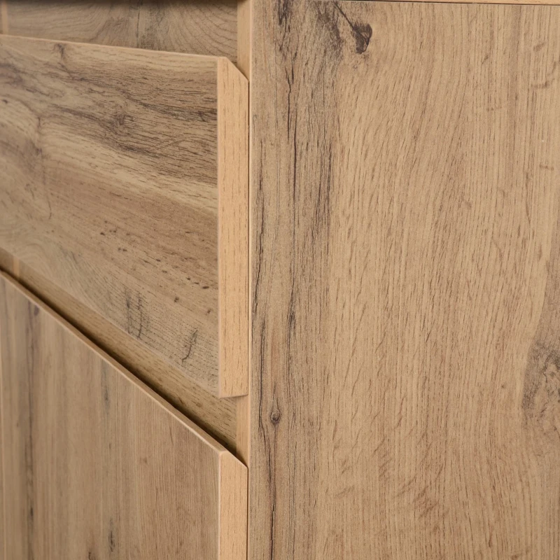 Farmhouse Oak Buffet Cabinet with 3 Drawers and Adjustable Shelves, 135L x 40W x 81H cm, Oak