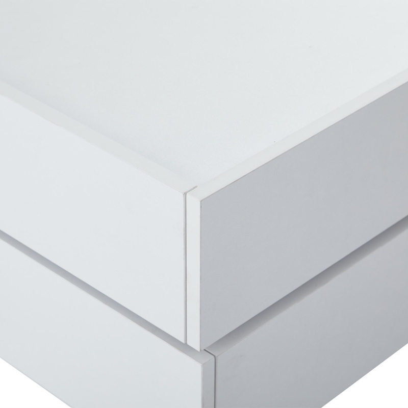 Square Rotating Coffee Table with 2 Drawers, 2-Tier Swivel Tabletop and Storage, 60L x 60W x 38H cm, White