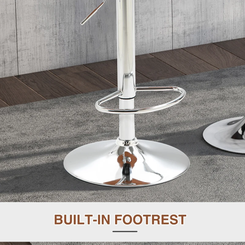 HOMCOM 2 Piece Barstools Adjustable Height Dining Counter Chair 360° Swivel with/ Footrest for Home Pub, Black