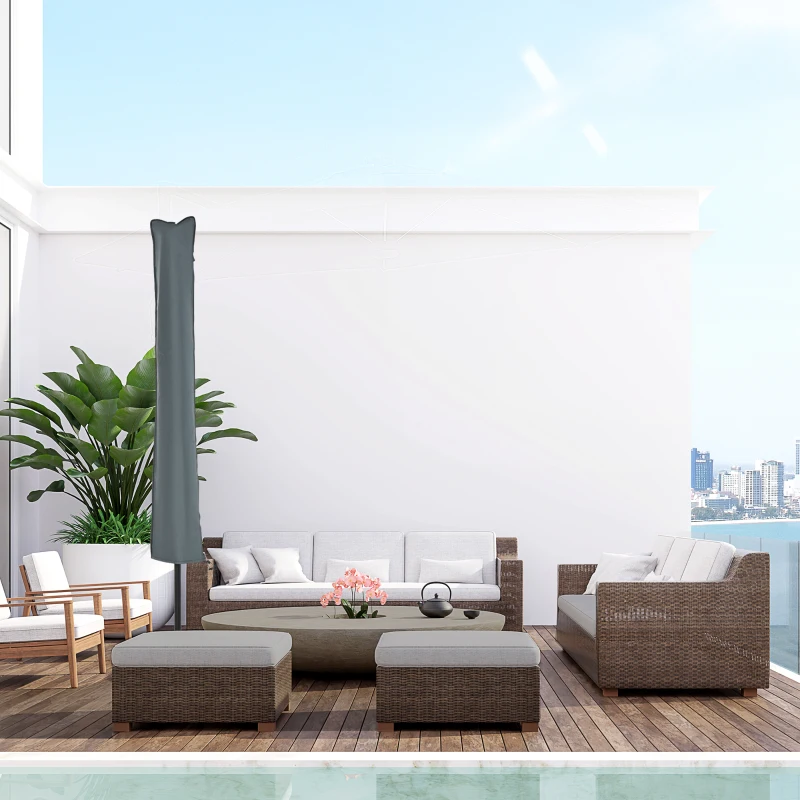 Outsunny Parasol Cover, Cantilever Umbrella Cover, Banana Umbrella Cover with Zipper for Outdoor Garden, Patio, Grey