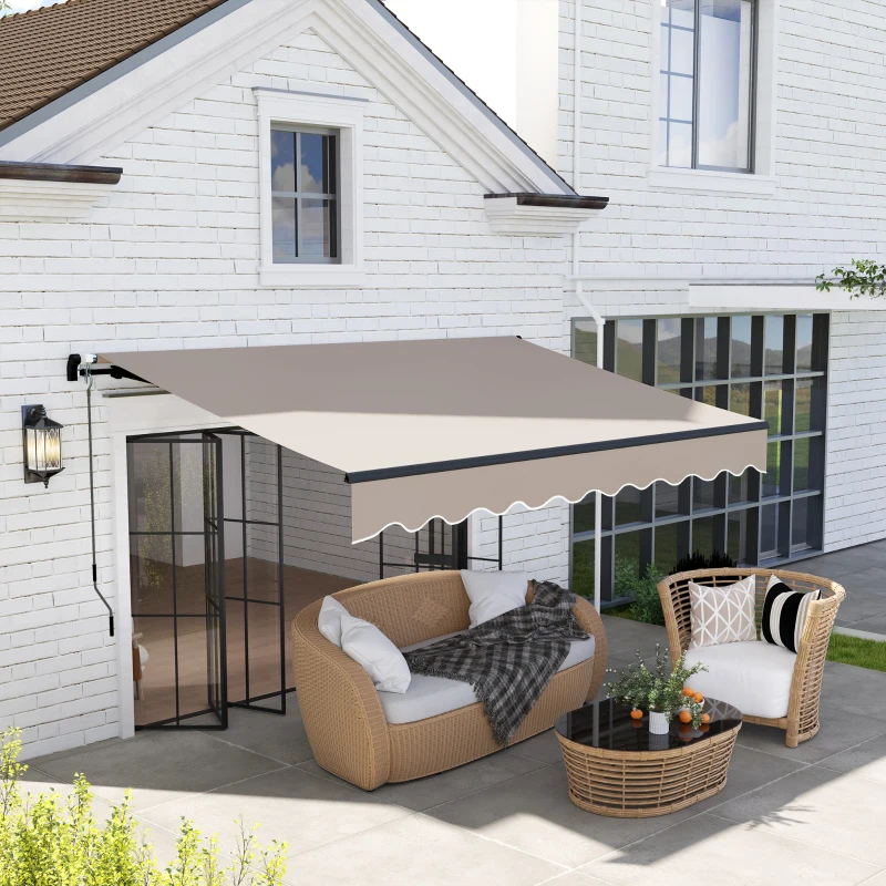 Outsunny Toldo Retráctil de Aluminio para Ventanas y Puertas con Protección UV30+ y Inclinación Ajustable 360x220 cm Crema