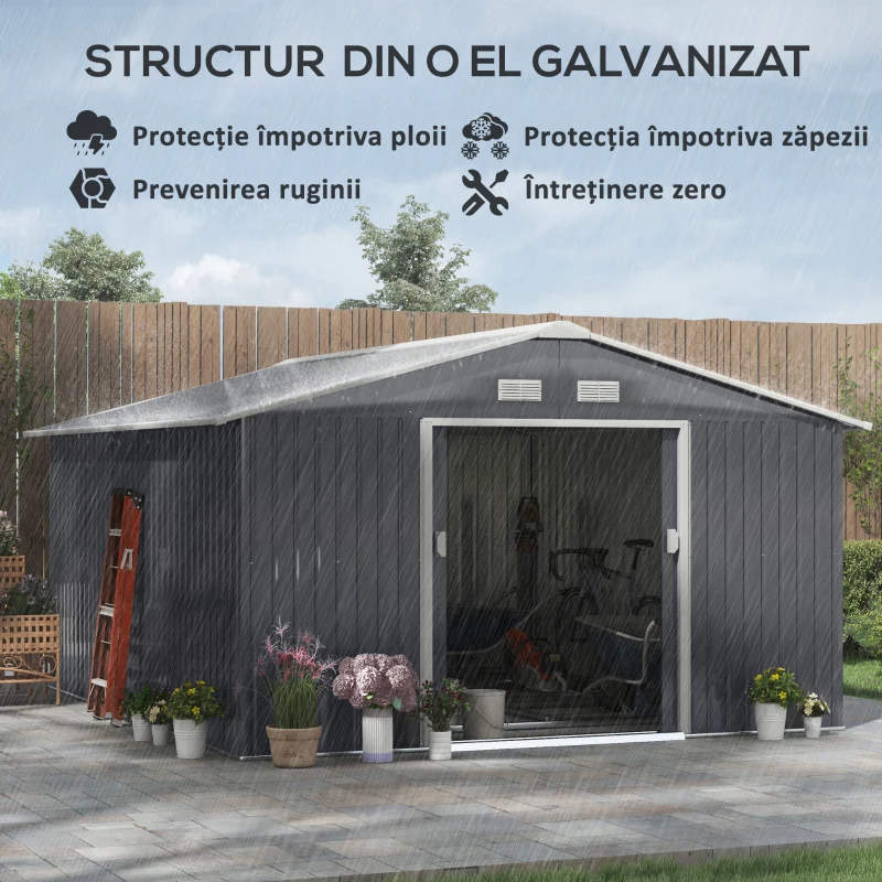 Outsunny Magazie Unelte Otel Galvanizat 3,4×3,82×2 m – Impermeabila & Anti‑rugina(m-4)