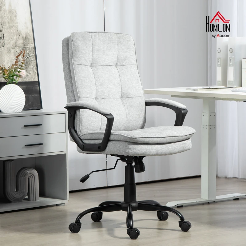 HOMCOM Office Chair, Desk Chair, Rocking Function, Height Adjustable, up to 120 kg, Gray