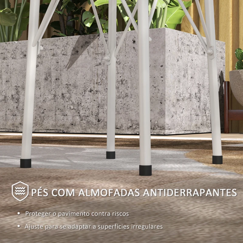Outsunny Mesa de Jardim Redonda Mesa de Varanda Ø40x50 cm com Pés Ajustáveis e Estrutura em Forma de X para Exterior e Interior Branco