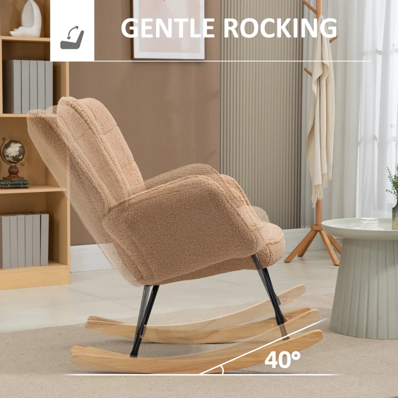 HOMCOM Retro Design Rocking Chair, Solid Wood, Armchair, Relax Chair, 98 cm x 71 cm x 101 cm, Brown(m-4)