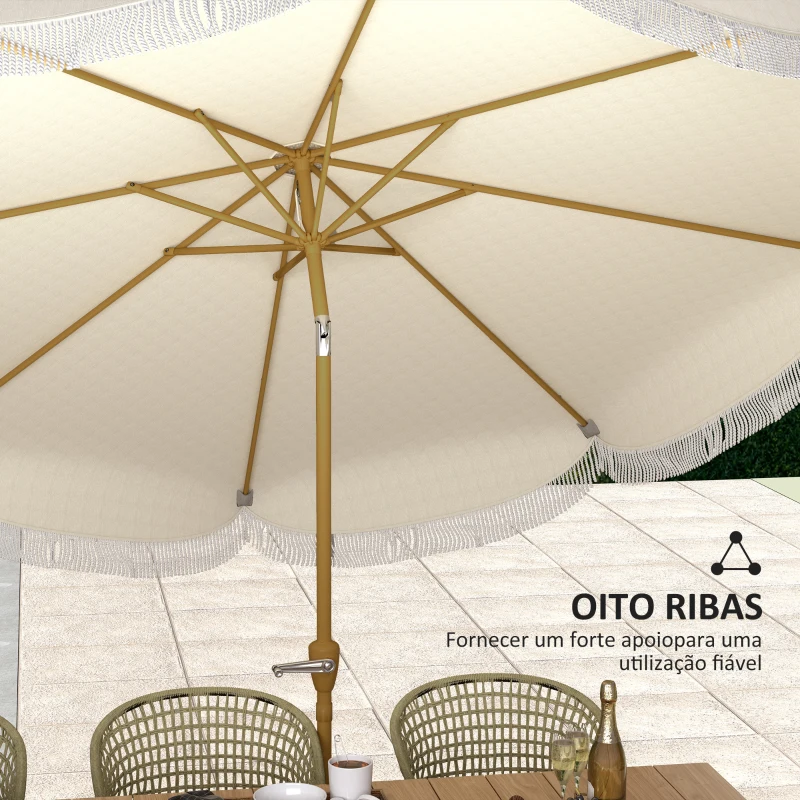 Outsunny Chapéu de Sol de Jardim Ø269 cm com Ângulo Ajustável e Manivela Proteção UV30+ Bege