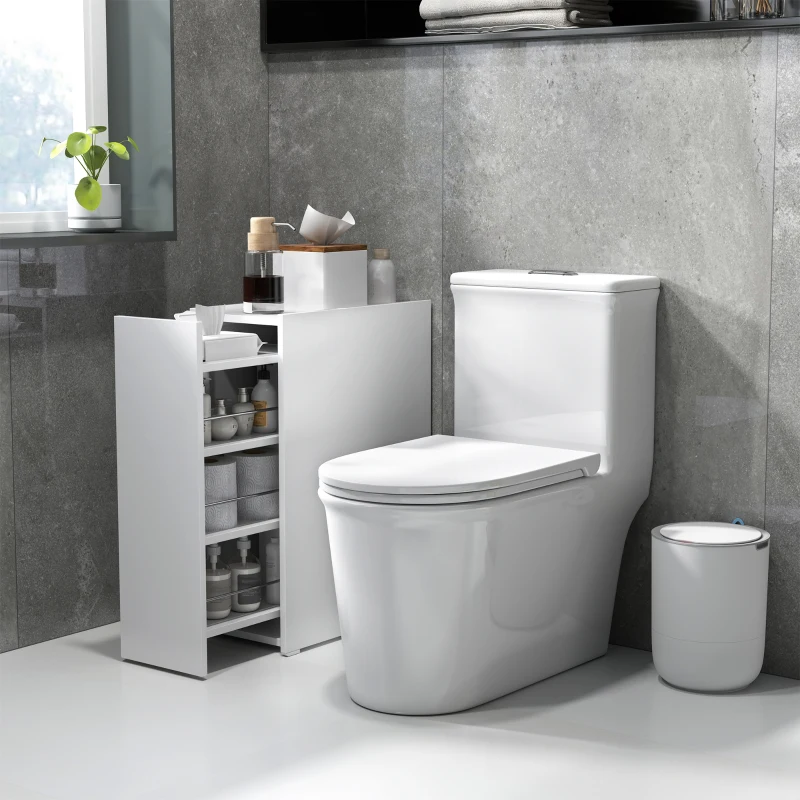 HOMCOM Smalle Badkamerkast, Vloerkast met Diepe Lade, Vrijstaande Badkamerschank, Spaanplaat, Wit