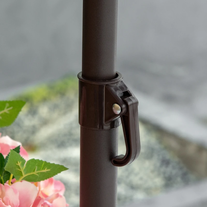 Outsunny 6 Piece Garden Dining Set with Umbrella, Outdoor Dining Sets with Parasol, 4 Folding Dining Chairs & Round Tempered Glass Table, Grey