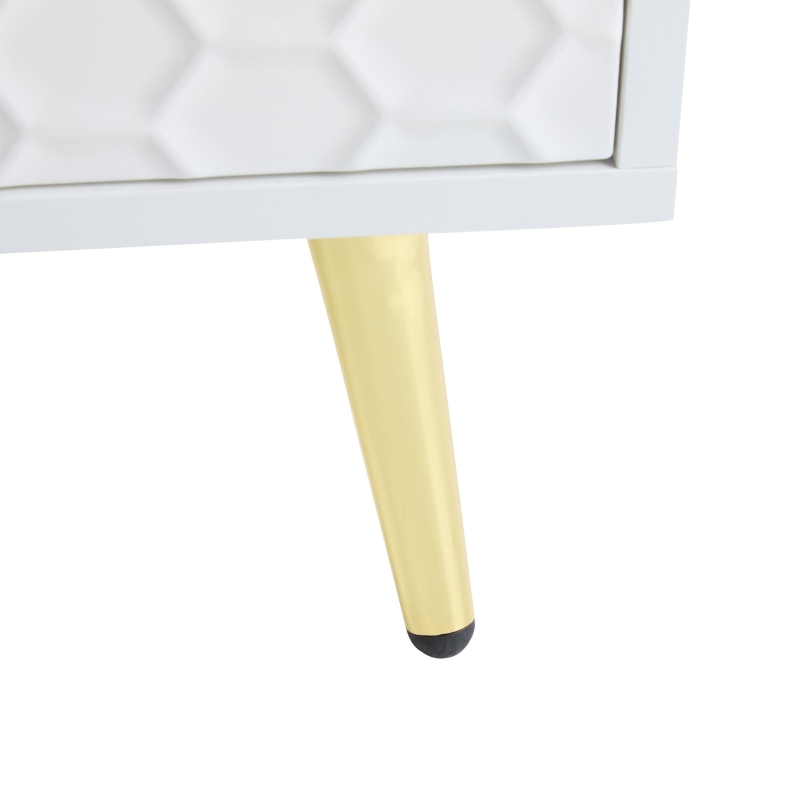 TV Stand with Storage Cabinets and Open Shelves for 80-Inch TV, Embossed Pattern Entertainment Centre, 180L x 40W x 41H cm, White