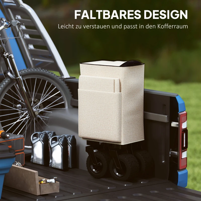 Outsunny Tuinwagen 100 kg Belastbaar, Opvouwbare Transportkar met Uitneembare Doek, 90 x 48 x 92 cm - Beige