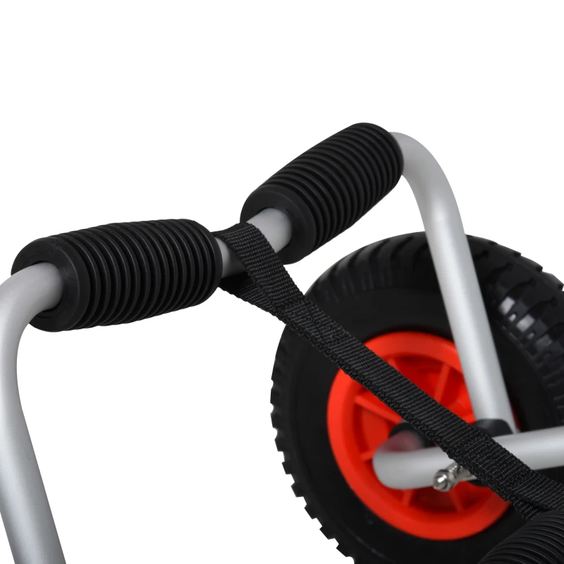 HOMCOM Carro de Transporte Plegable para Kayak Carga 75 kg Aluminio Ajuste Universal con Ruedas para Canoa Embarcación 57,5x33x24 cm Plata