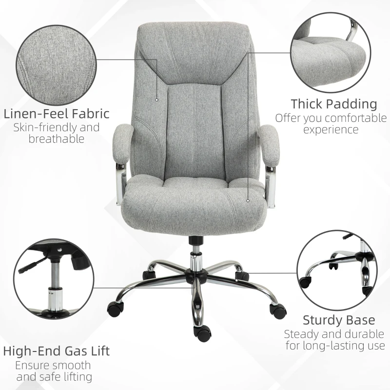 Vinsetto Ergonomic Office Chair, High Backrest, Breathable Cover, Adjustable Height, Gray