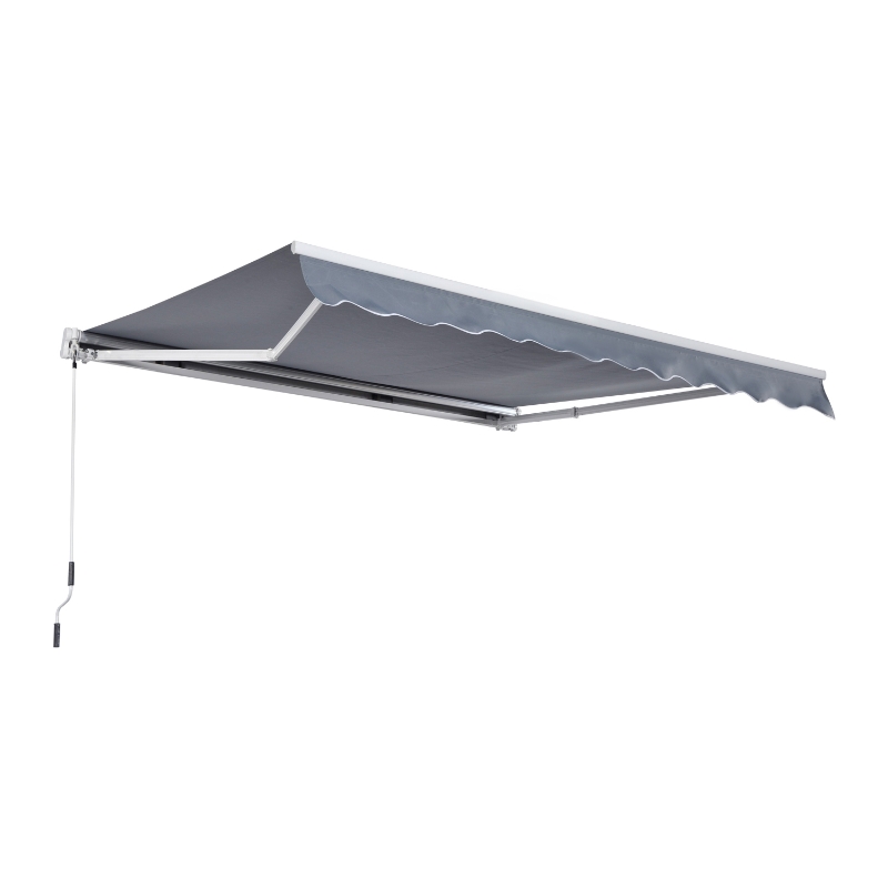 Outsunny 3 x 2.5m Manual Awning Canopy Sun Shade Shelter Retractable for Garden Grey