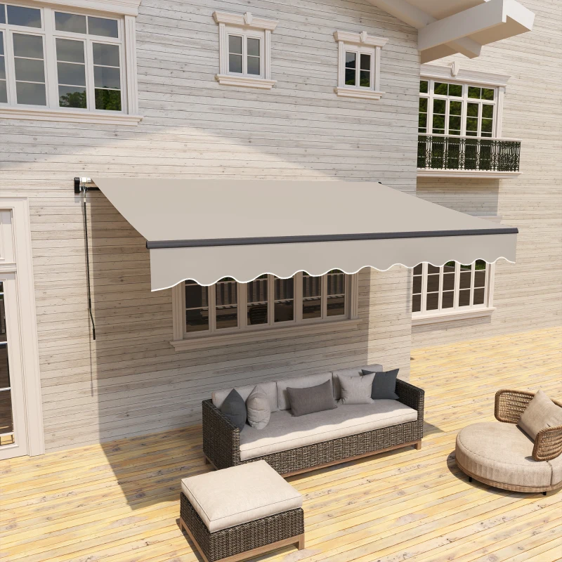 Outsunny Toldo Retráctil de Aluminio para Ventanas y Puertas con Protección UV30+ y Inclinación Ajustable 360x220 cm Crema
