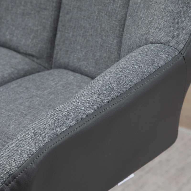 HOMCOM Bar Stool Set of 2 Retro Design Height-Adjustable Faux Leather Linen-Look Gray + Black