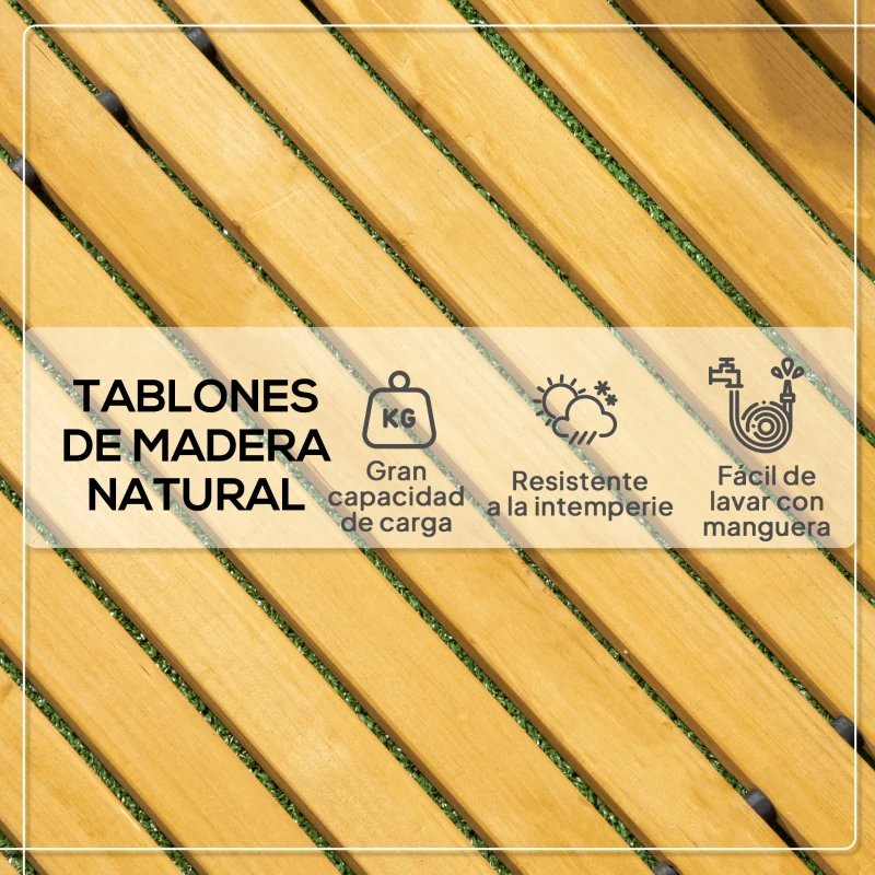 Outsunny Camino de Jardín de Madera 185x60 Pasarela Recta Enrollable para Exteriores Resistente a la Intemperie Natural