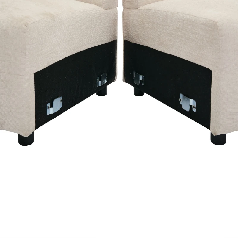 L-Shaped Sectional Sofa with Removable Storage Ottoman and 2 Pillows, Fabric Upholstery, 204L x 68W x 69H cm, Beige