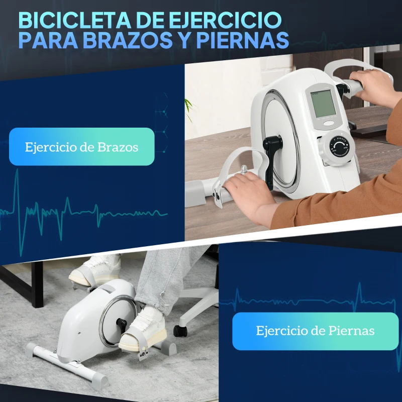 SPORTNOW Mini Bicicleta Estática con Resistencia Magnética Pantalla LCD y Pedales Antideslizantes para Ejercitar Brazos y Piernas