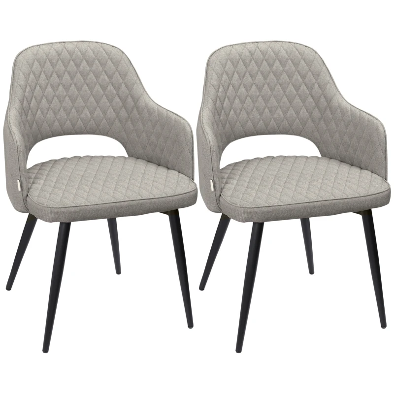 HOMCOM Pack de 2 Sillas de Comedor Tapizadas con Respaldo Ahuecado y Patas de Acero para Salón 55x55x81 cm Crema