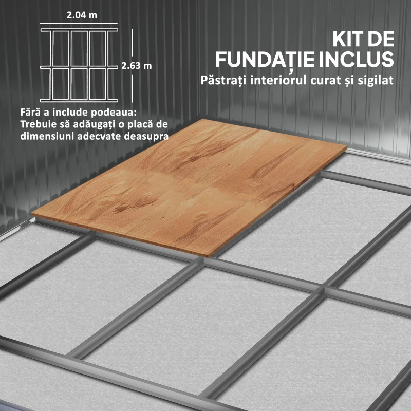 Outsunny Magazie de Depozitare de 11 x 9 din Metal pentru Unelte de Gradina cu Usi Glisante Duble si 4 Orificii de Aerisire(m-6)