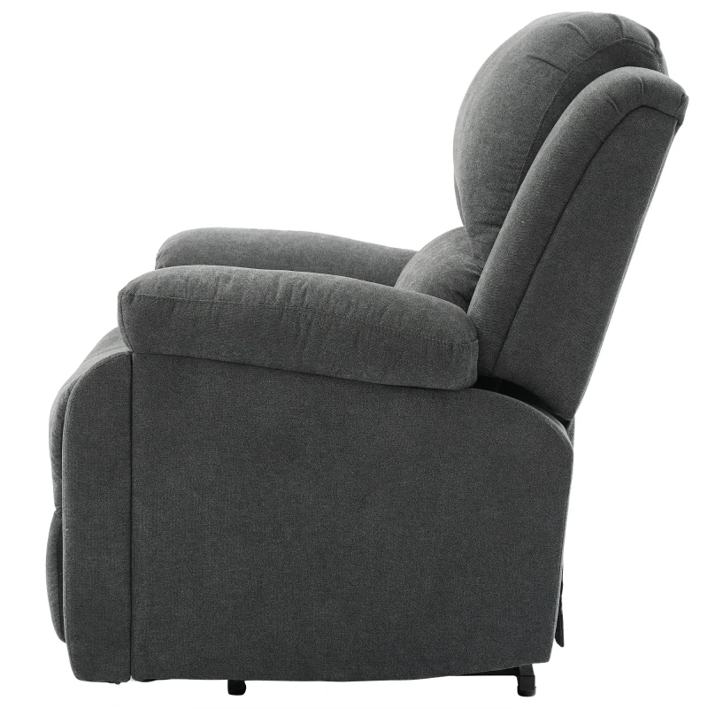 Power Massage Lift Recliner Chair with Heat and Vibration for Elderly, Heavy Duty Reclining Mechanism with Pockets, Cup Holders, Grey
