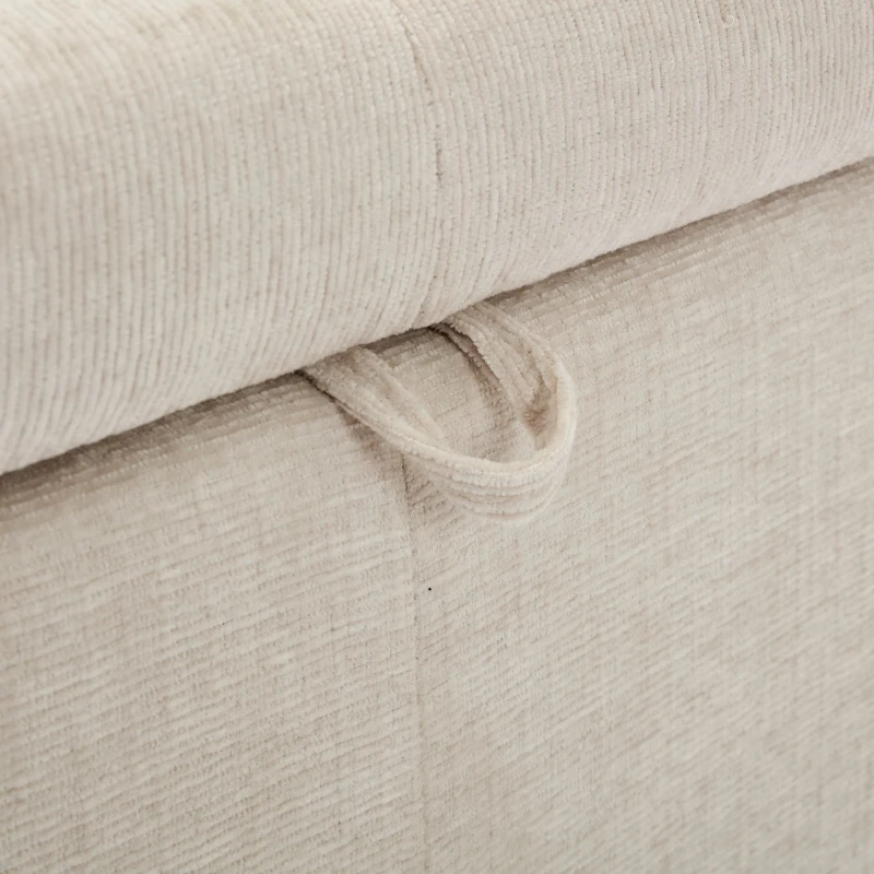 L-Shaped Sectional Sofa with Removable Storage Ottoman and 2 Pillows, Fabric Upholstery, 204L x 68W x 69H cm, Beige