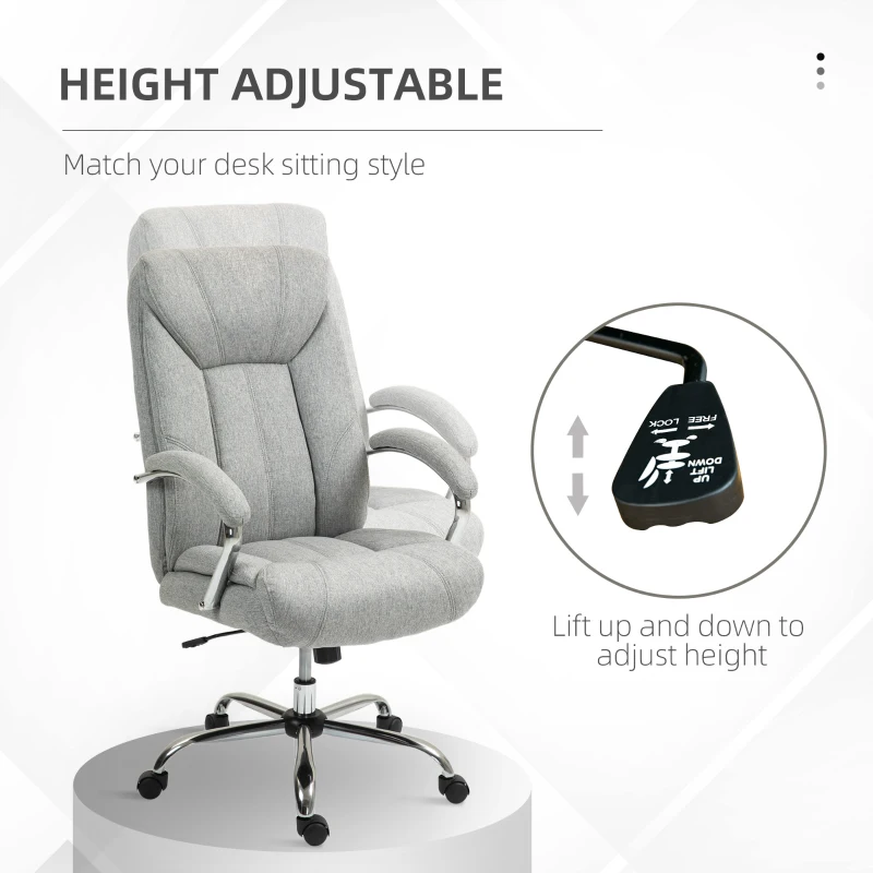 Vinsetto Ergonomic Office Chair, High Backrest, Breathable Cover, Adjustable Height, Gray