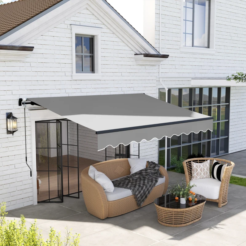 Outsunny Toldo Retráctil de Aluminio para Ventanas y Puertas con Protección UV30+ y Inclinación Ajustable 360x220 cm Gris