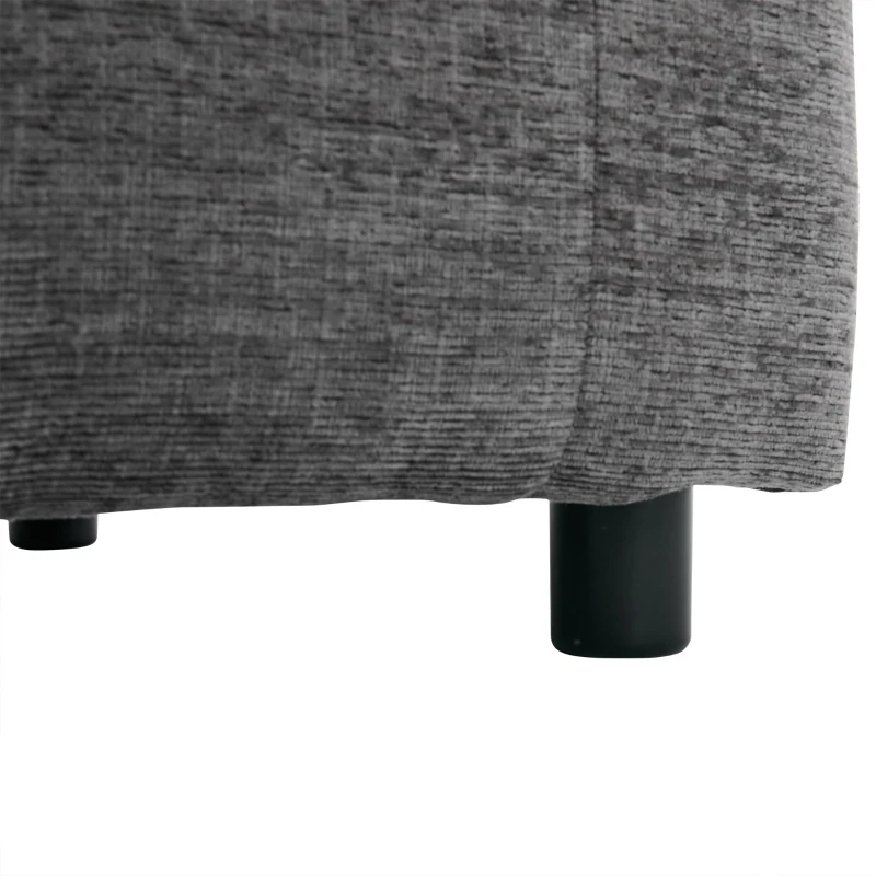 L-Shaped Sectional Sofa with Removable Storage Ottoman and 2 Pillows, Fabric Upholstery, 204L x 68W x 69H cm, Grey