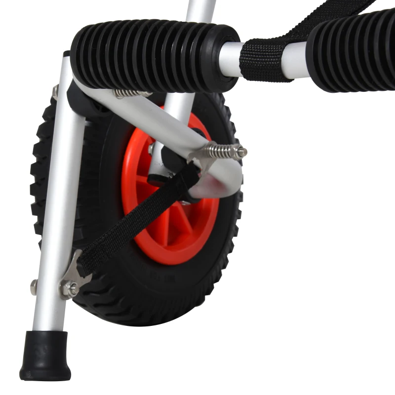 HOMCOM Carro de Transporte Plegable para Kayak Carga 75 kg Aluminio Ajuste Universal con Ruedas para Canoa Embarcación 57,5x33x24 cm Plata