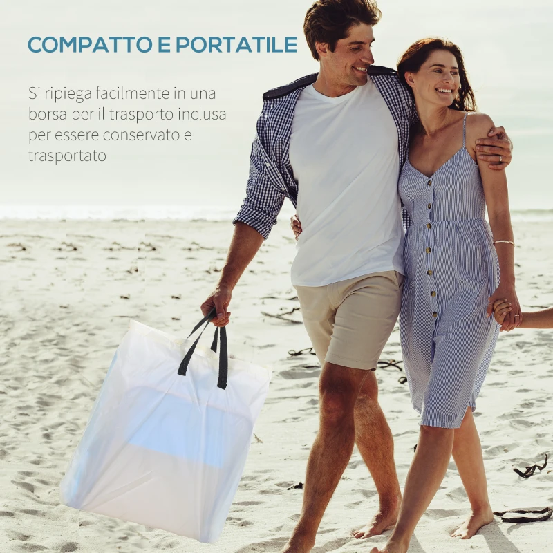 Outsunny Set 2 Lettini Prendisole Pieghevoli con Schienale Regolabile e Borsa, 48x134x36-45 cm, Beige