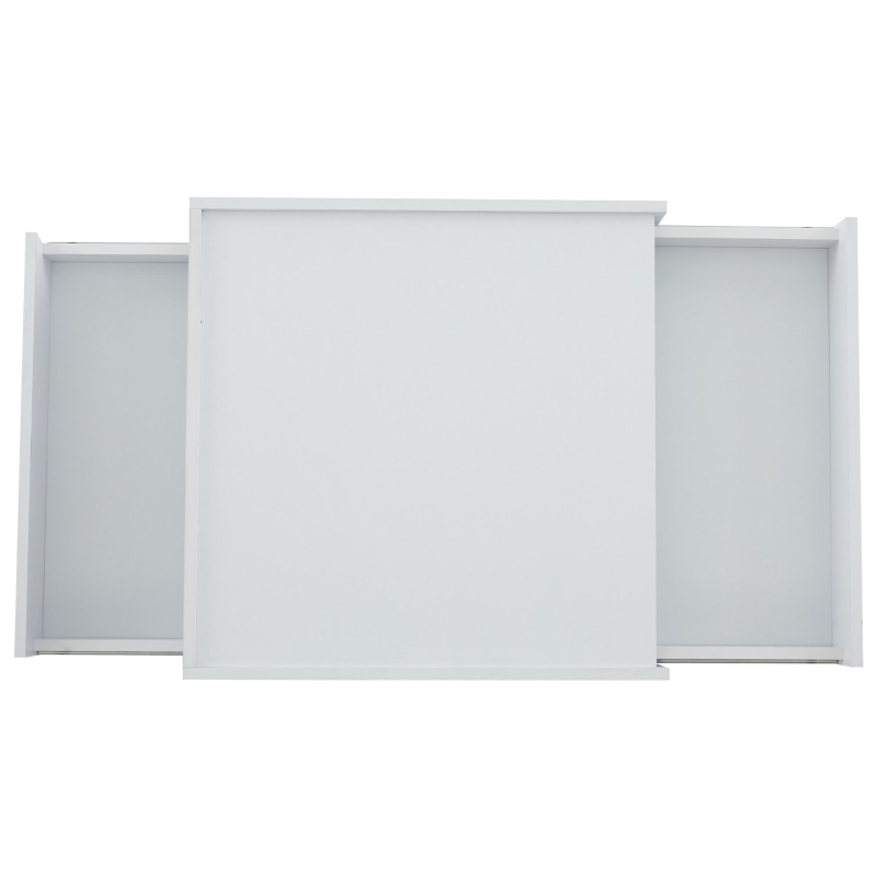 Square Rotating Coffee Table with 2 Drawers, 2-Tier Swivel Tabletop and Storage, 60L x 60W x 38H cm, White