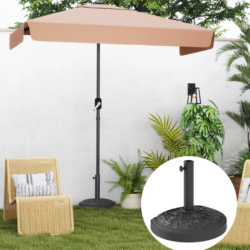 Outsunny Base para Chapéu de Sol Semicircular Suporte para Chapéu de Sol de 12 kg para Jardim Terraço 49x32x34 cm  Preto