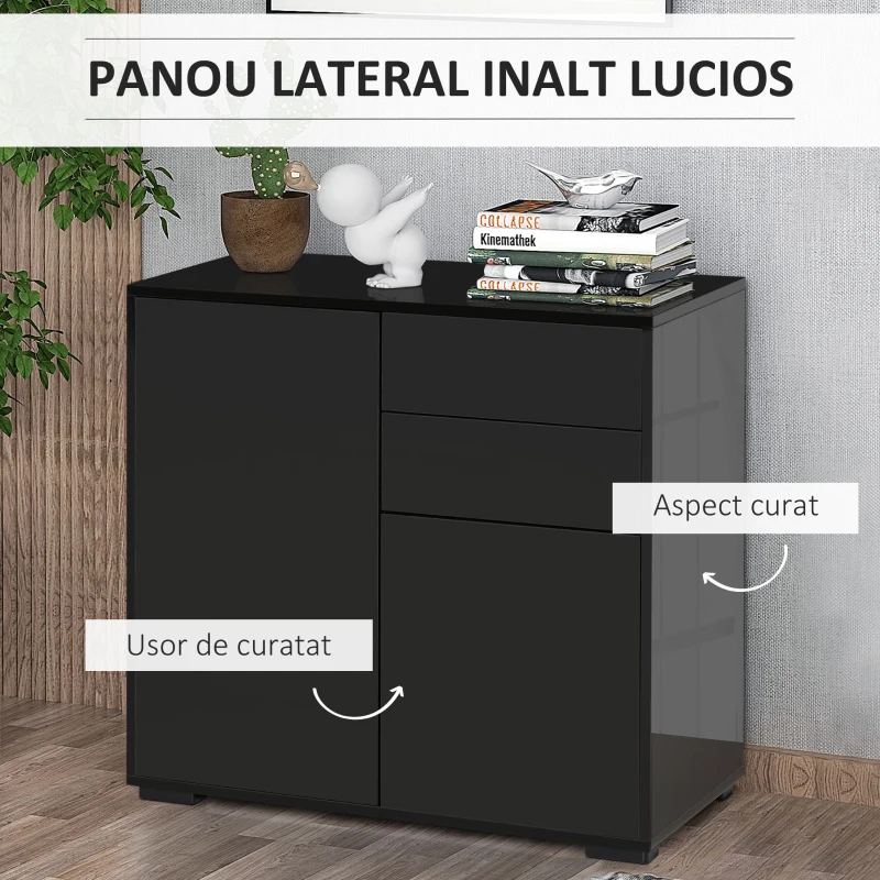 Homcom Mobilier Multiuz 79×36×74 cm – Alb cu Sertare si Dulapuri Push(m-6)